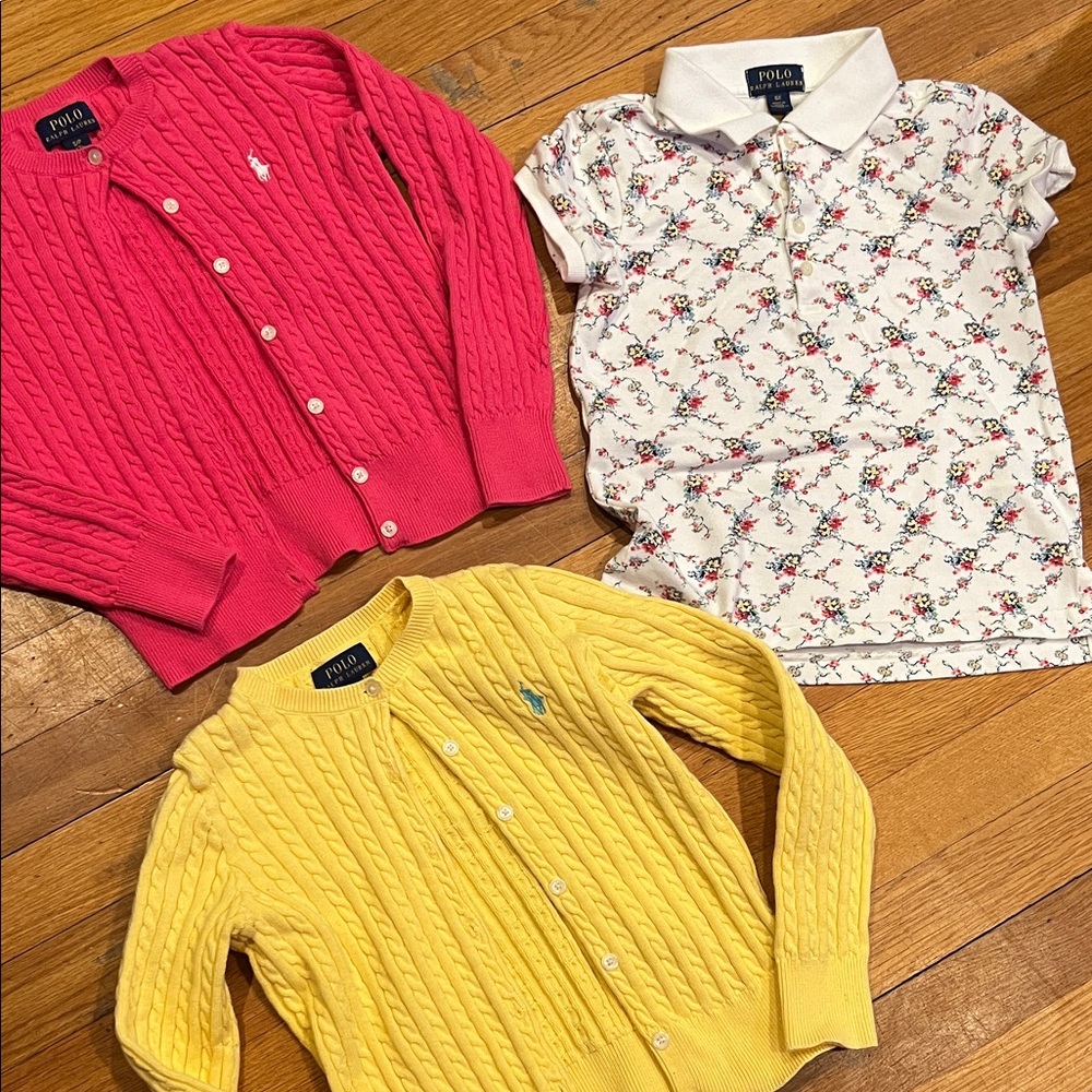 Polo by Ralph Lauren Kids Pink and Yellow Cable Knit Cardigans